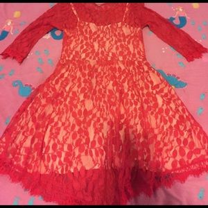 Free people red lace dress
